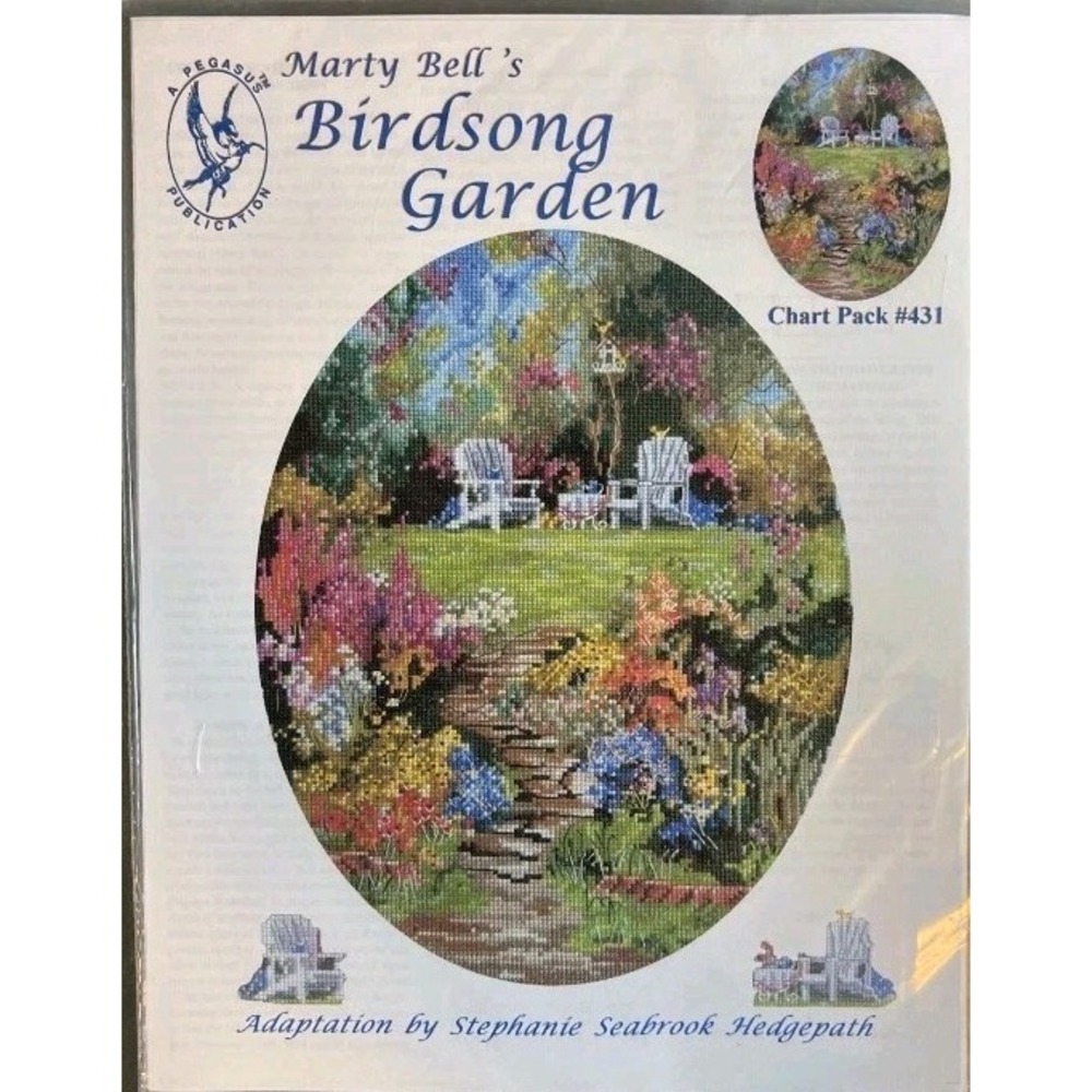 Birdsong Garden Cross Stitch Pattern Marty Bell Chart Pack #431 Pegasus Pub New